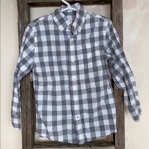 Gray and white checked long sleeve button down